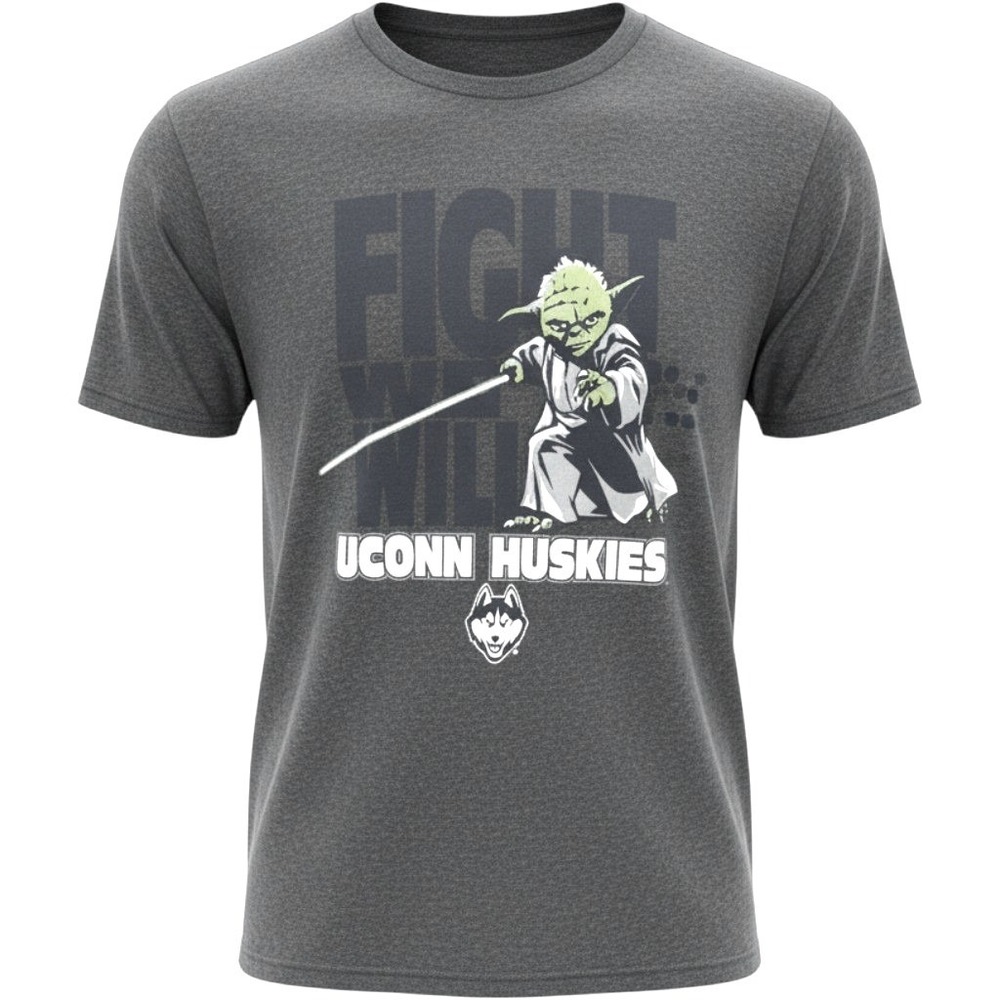 Champion UConn Huskies Star Wars Yoda Fight We Will Tee Shirt Mens Large Vintage